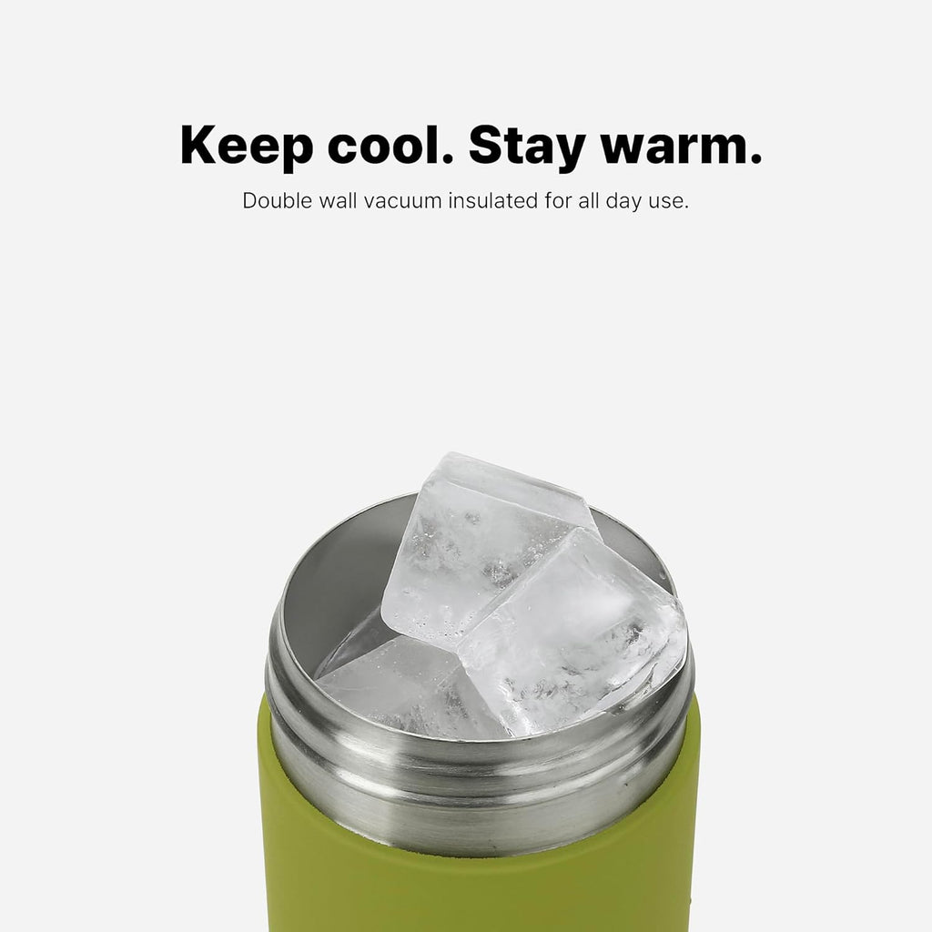 Comotomo Toddler Tumbler 8oz Insulated Sippy Cup with Silicone Straw and Spout, Green