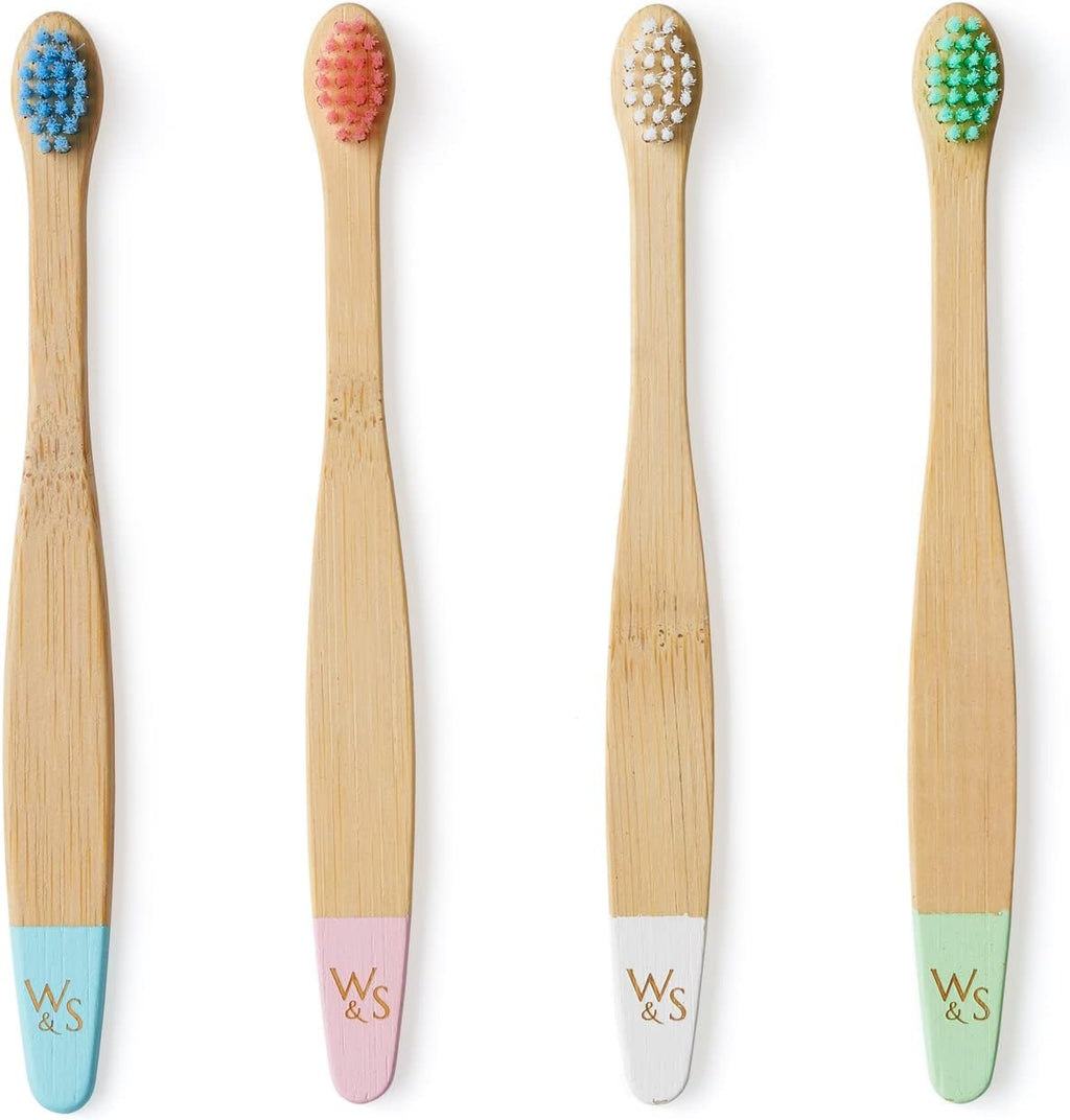 Wild & Stone Organic Baby Bamboo Toothbrushes | 4 Pack | Soft Bristles | 100% Compostable Handle | BPA Free | Vegan Baby Toothbrushes (Multicolour)