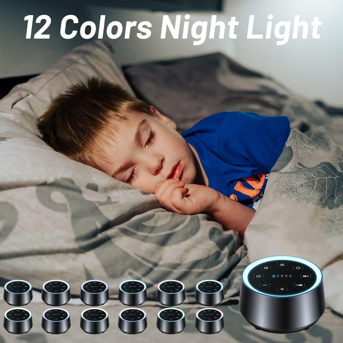 EasyHome Sleep Sound Machine White Noise Machines with 30 Soothing Sounds 12 Adjustable Night Light 10 Adjustment Brightness 32 Levels of Volume 5 Timers and Memory Function Home Travel Office