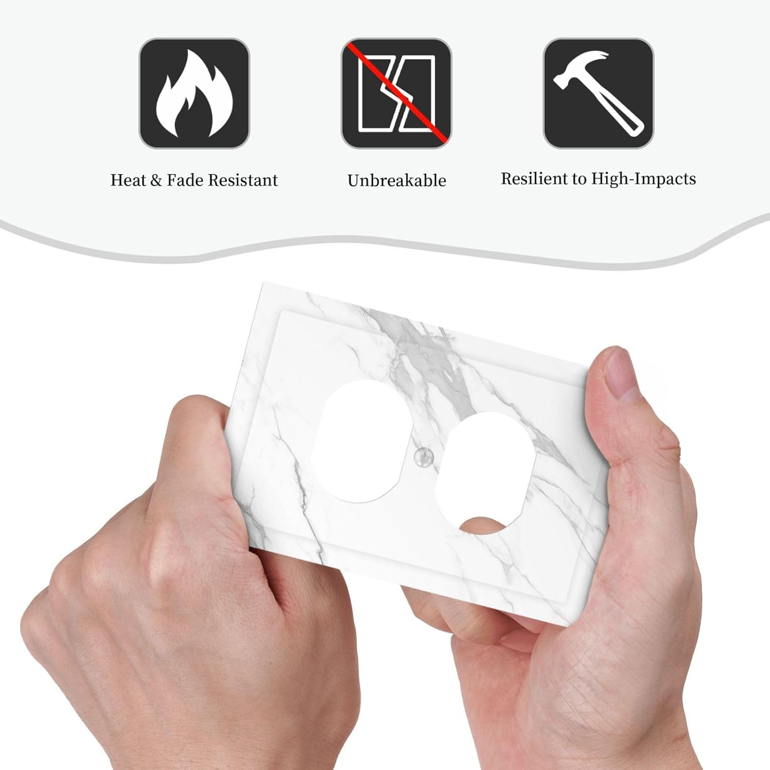 Outlet Covers Modern White Gray Marble 1 Gang Duplex Wall Plate Decorative Switch Plates Electrical Receptacle Faceplate Light Switch Cover for living Room Bathroom Decor