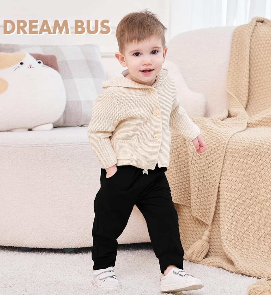 DREAM BUS Pack of 3 Toddler Jogger Pants with Pocket Toddler Boy Sweatpants Baby Boy Pants Infant Newborn Leggings