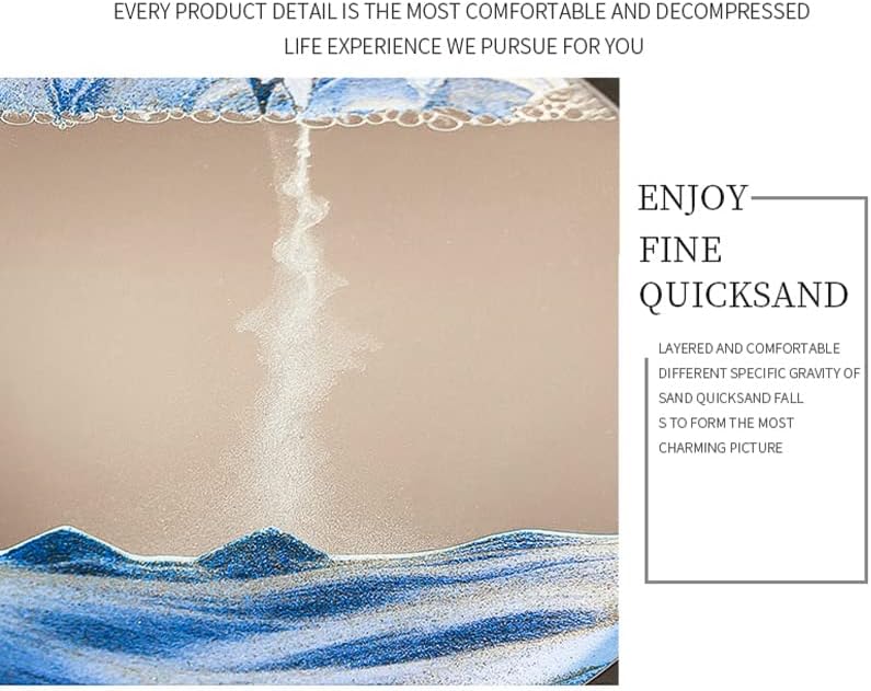 Moving Sand Art Picture 3D Deep Sea Sandscapes Sand Art Liquid Motion Bubbler Timer for Adult Kid Desktop Art Toys for Home Decor and Office(Round+Black+10In)