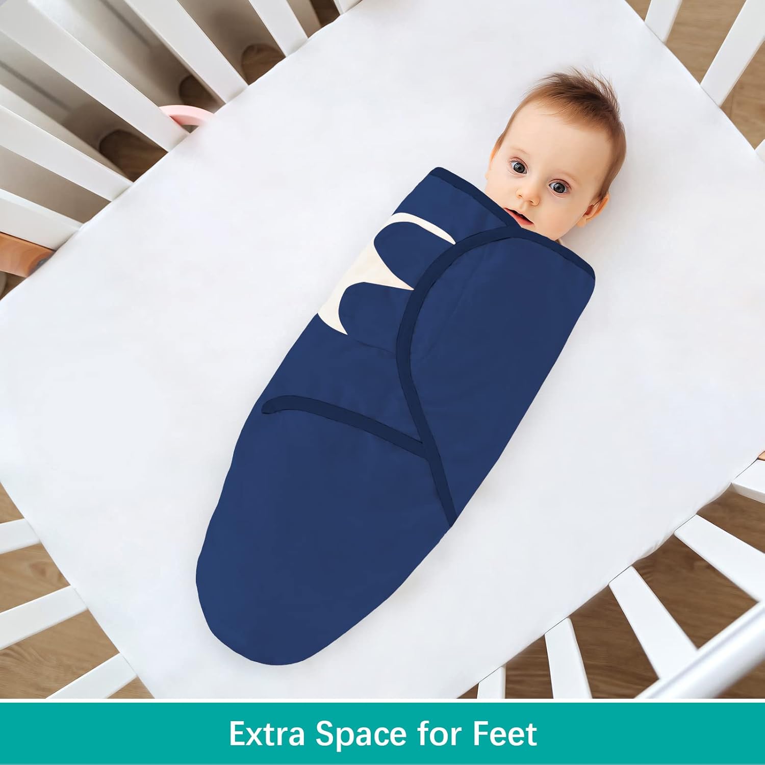 Biloban Baby Swaddles 0-3 Months for Boy & Girl, Cotton Swaddle Blanket, Newborn Essentials, Grey & Navy, 2 Pack