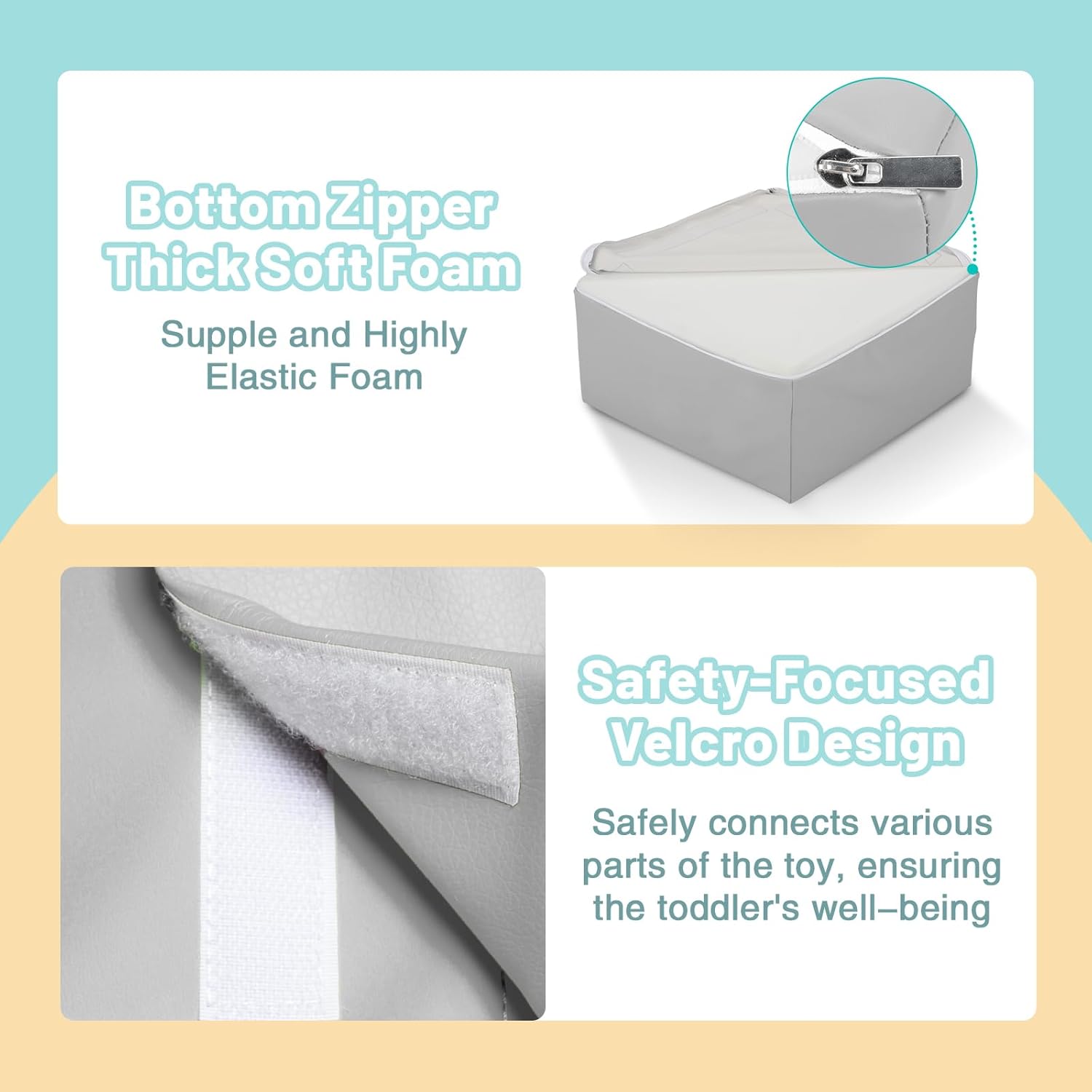 6-Piece Soft PU Leather Toddlers Climbing Toys, Baby Foam Climbing Blocks for Kids 3, Baby Climbing Structures Play Gym for Toddlers, Indoor Climb and Crawl Activity Play Set