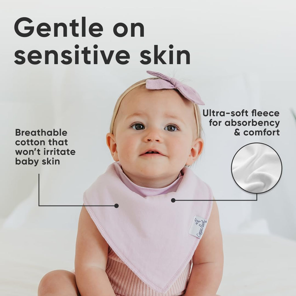 Copper Pearl 4 Pack Soft Cotton Baby Bibs for Drooling and Teething, Absorbent Drool Bibs for Baby Girl and Boy, Adjustable to Fit Newborns to Toddlers, Tons of Styles (Sweetheart)