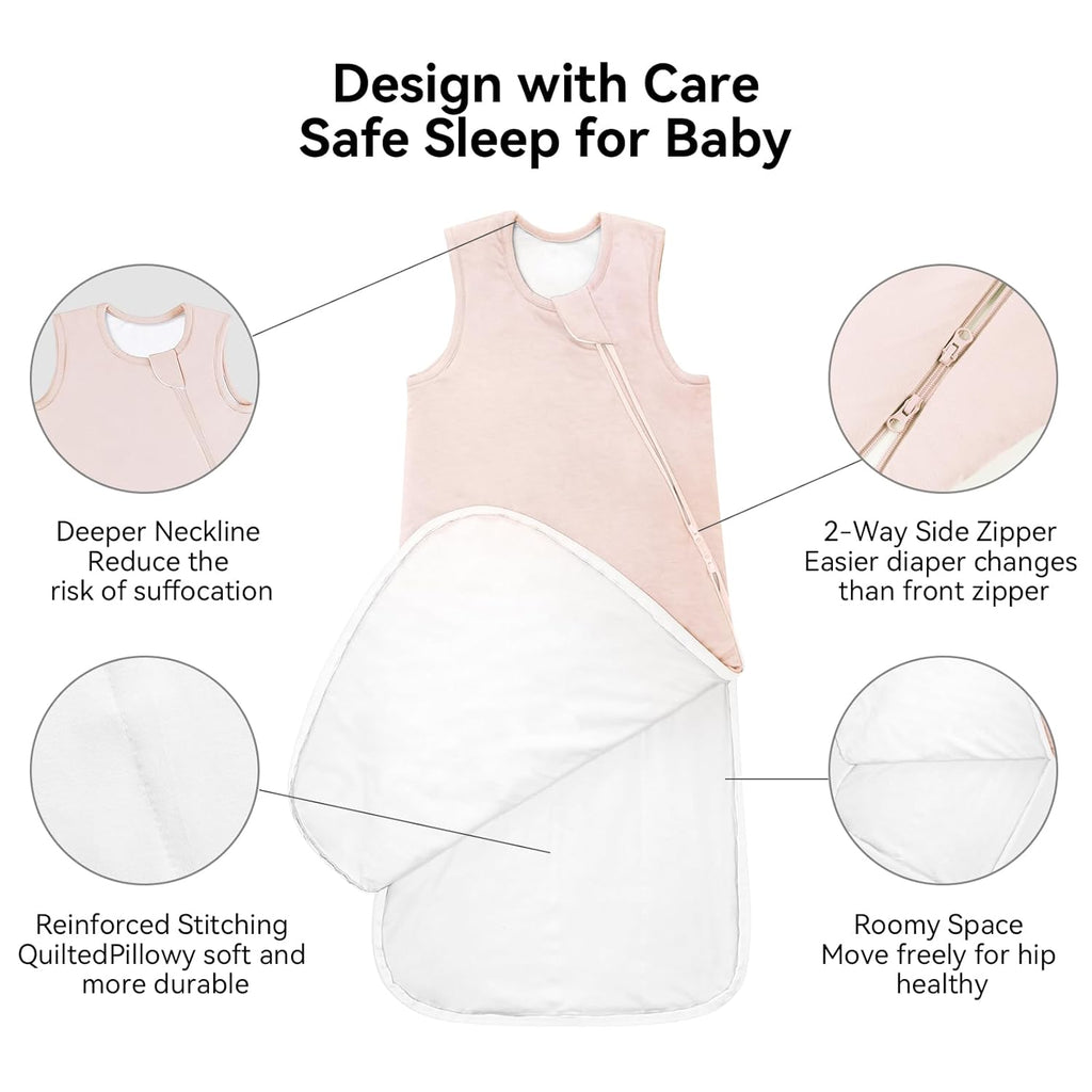 BubblePanda Rayon Made from Bamboo Sleep Sack 12-18 Months 0.5 Tog Soft Lightweight Toddler Sleep Sack 1t for Babies 2-Way Zipper Wearable Blanket Baby 12 Months