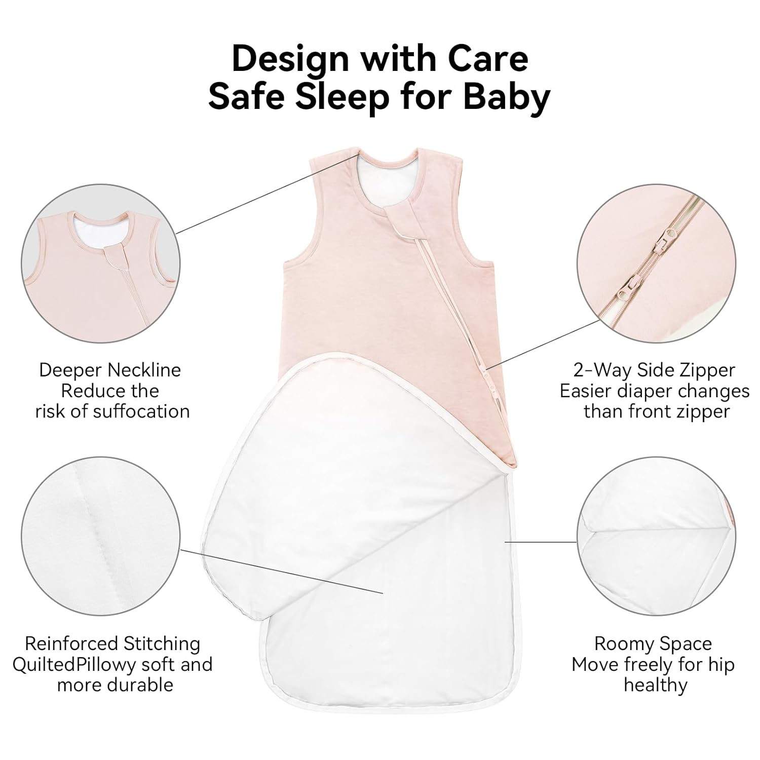 BubblePanda Rayon Made from Bamboo Sleep Sack 2t-3t 0.5 Tog Soft Lightweight Toddler Sleep Sack 24-36 Months for Babies 2-Way Zipper Wearable Blanket Baby 3t
