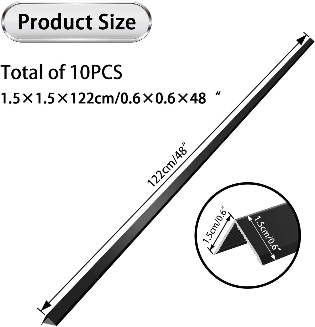 Aluminum Alloy Metal Corner Protector 10PCS Wall Corner Protector 0.6x0.6x48 inches Corner Trim Black Decoration Pack of 10 Corner Guards 21Ga Thickness