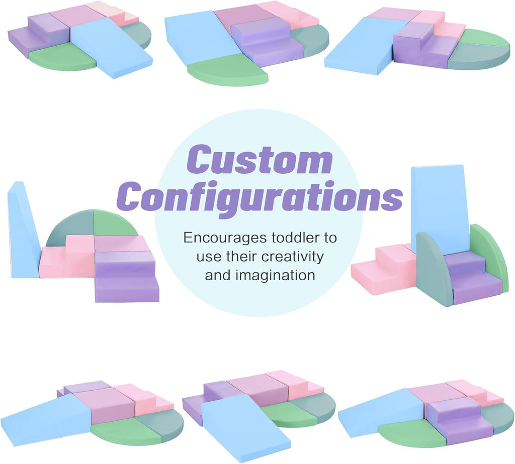 6-Piece Foam Climbing Blocks for Toddlers: Colorful Climbing Gym PU Leather Baby Foam Building Blocks Indoor Toy