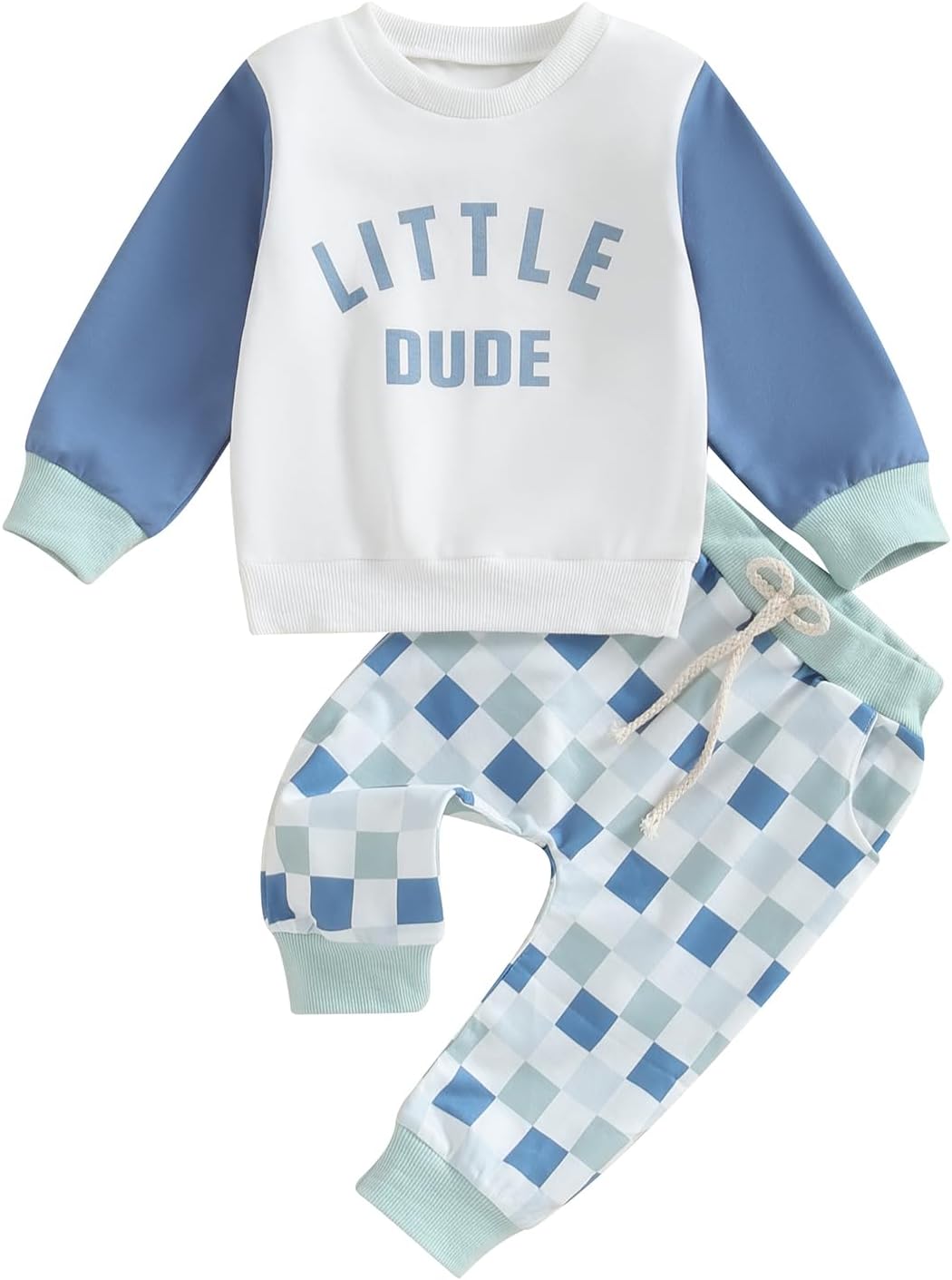 Kupretty Toddler Baby Boy Fall Winter Clothes Color Block Long Sleeve Sweatshirt Pullover Tops + Joggers Pants Outfit Set