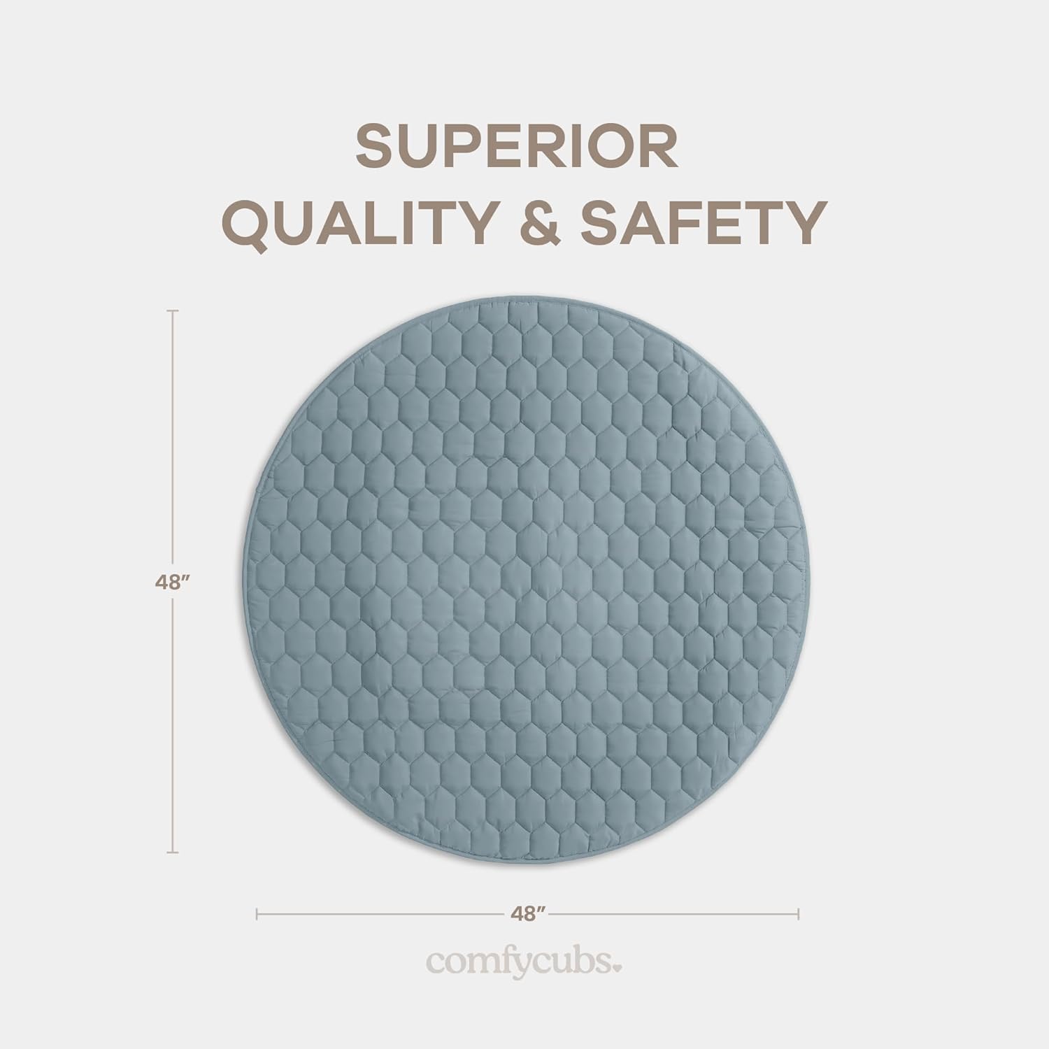 Comfy Cubs Round Kids Play Mat - Medium 48 inches Soft Quilted Baby Floor Mat with Non-Slip Bottom - Plush Design for Toddlers' Playtime and Relaxation - Comfortable and Durable - Pacific Blue