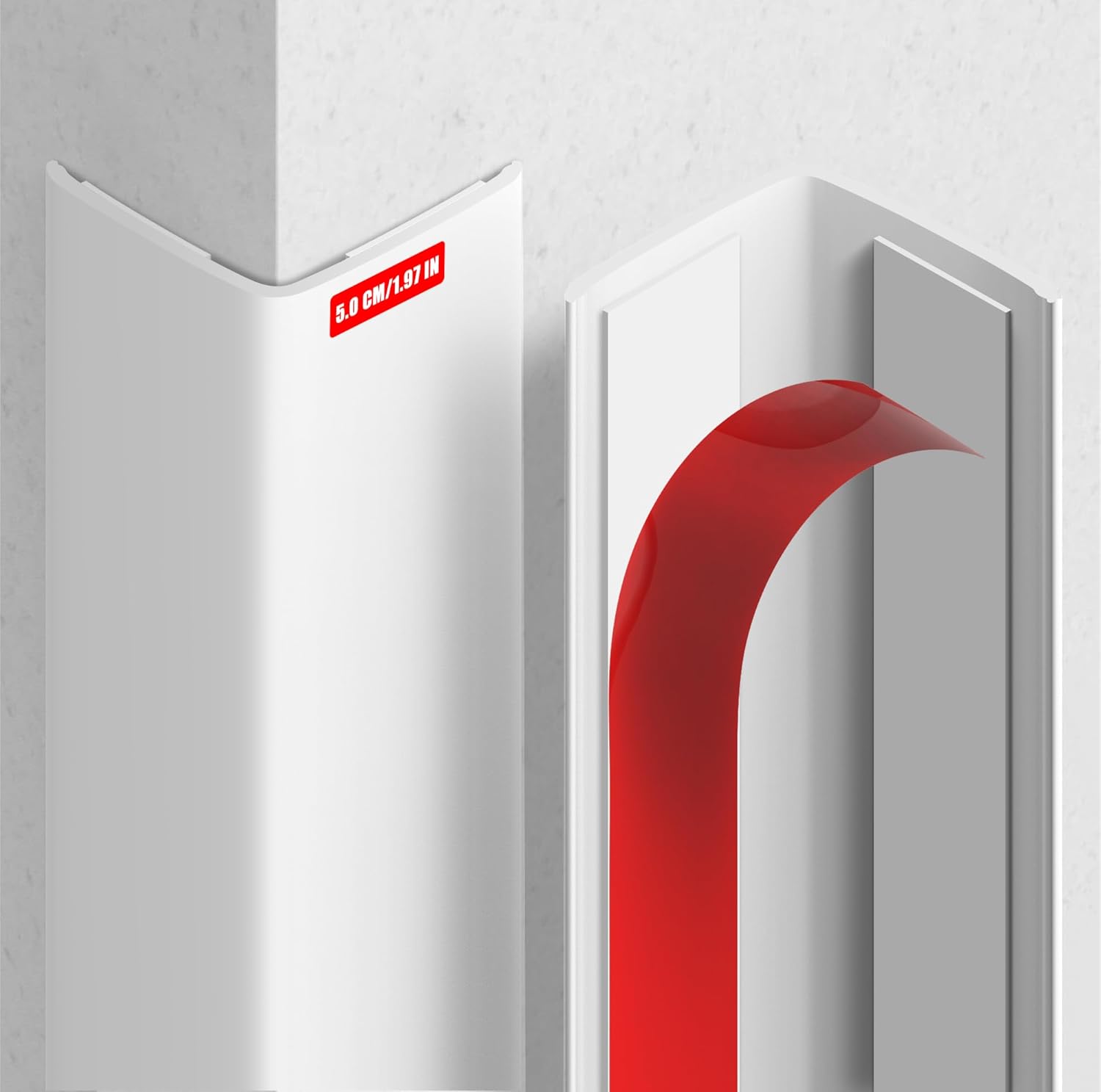 MONOID Wall Corner Protector, 2 PCS Furniture Edge Protection, PC Anti-Bump Guards Avoid Scratching Corner Trim for Door Frame, Table, Countertop, Stair, Self-Adhesive, White, 1.97IN×35.43IN/5CM×90CM