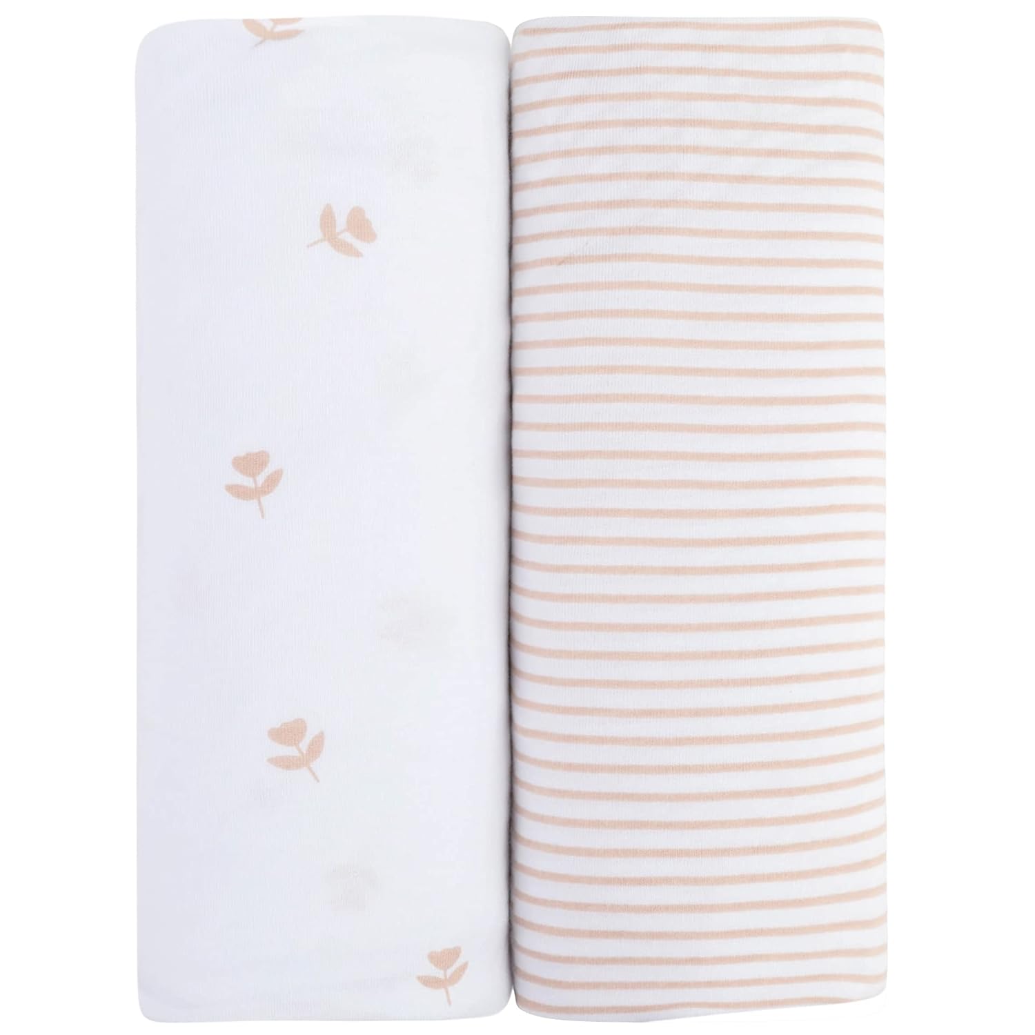 Ely’s & Co. Changing Pad Cover, Diaper Changing Table Sheets, 2 Pack, Cradle Sheet Set for Baby Girls, 100% Jersey Knit Cotton, Pink Tulip Collection, 32”x16”x5”