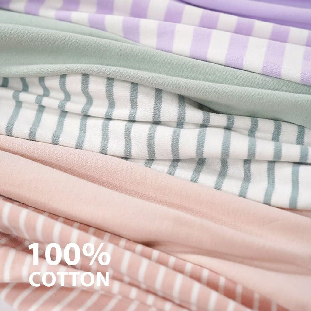 Teach Leanbh Unisex Baby 2 Pack Pajamas Cotton Short Sleeve 2 Way Zipper Stripe Soild Romper Jumpsuit Sleep and Play