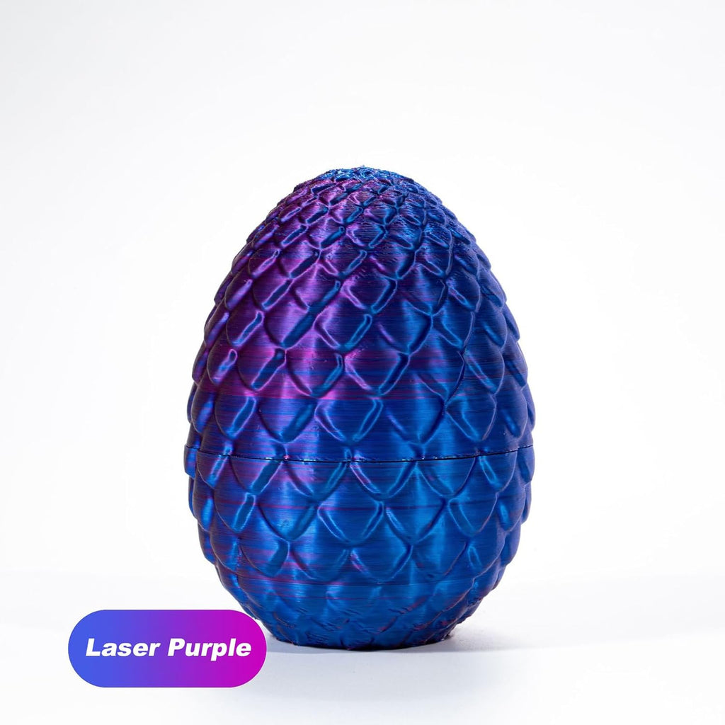 3D Printed Dragon in Egg, Full Articulated Crystal Dragon with Dragon Egg, Home Office Decor Executive Desk Toys, Adults Fidget Toys for Autism/ADHD (Laser Purple, 12")
