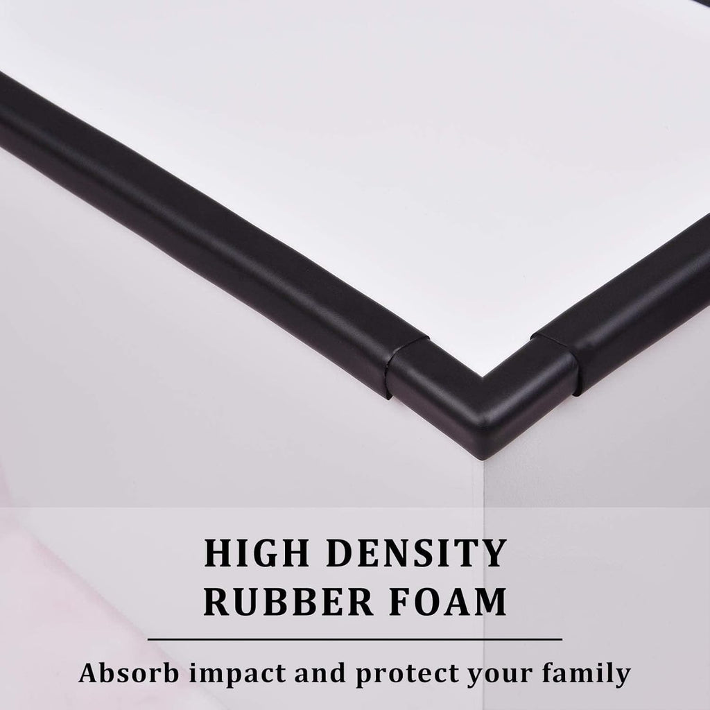 Edge Corner Protector Baby Proofing (Large 20ft Edge 8 Corners), Durable, High Density Rubber Foam, Fireplace Stair Furniture Safety Bumper Guard, 3M Double-Sided Tape, Black