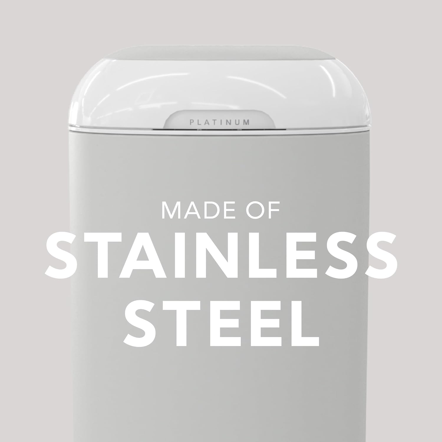 Platinum Diaper Pail Stone Grey, Made of Durable Stainless Steel, Convenient Easy to Use Hands-Free Operation, Odor-Locking Pail, Includes 2 Easy Roll Refill with 18 and 30 Durable Bags