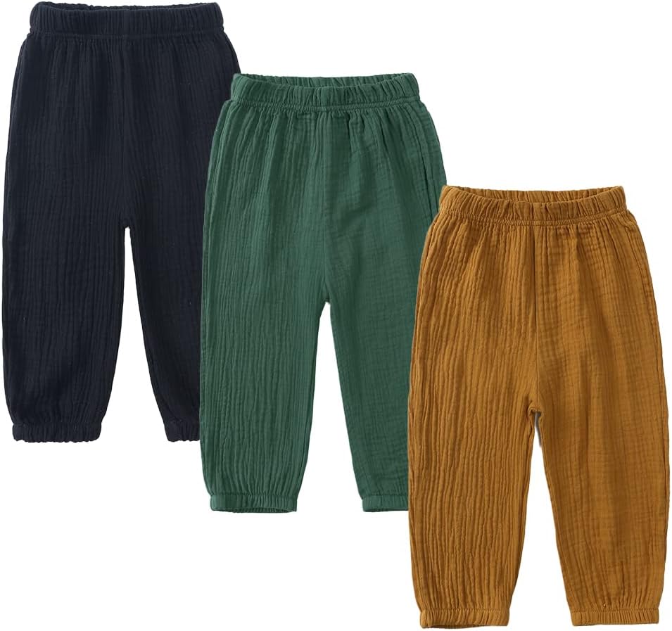 MYGBCPJS Baby Boys Girls Cotton Linen Trousers Kids Casual Ankle Pants Loose Long Bloomers