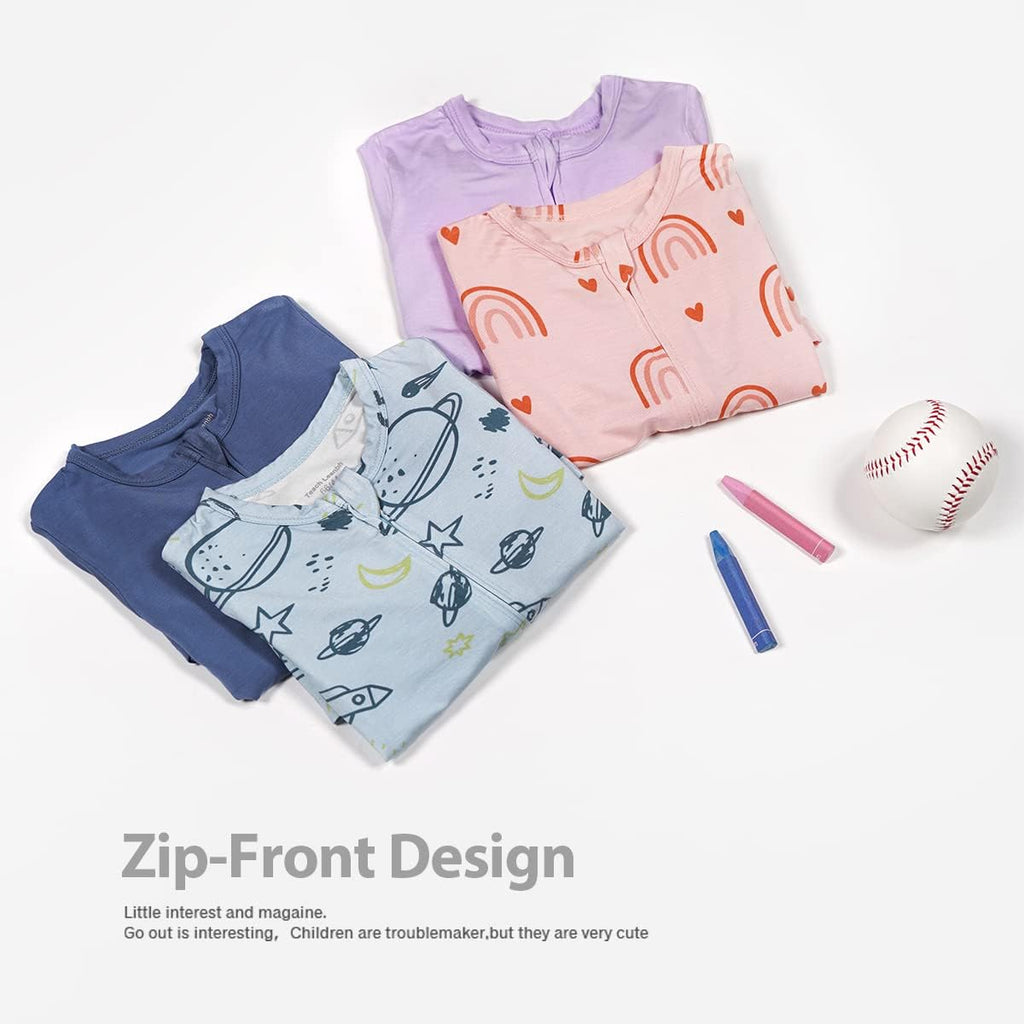 Teach Leanbh Baby Boys Girls 2 Pack Bamboo Viscose Pajamas 2 Way Zipper Short Sleeve Romper Jumpsuit Sleep and Play