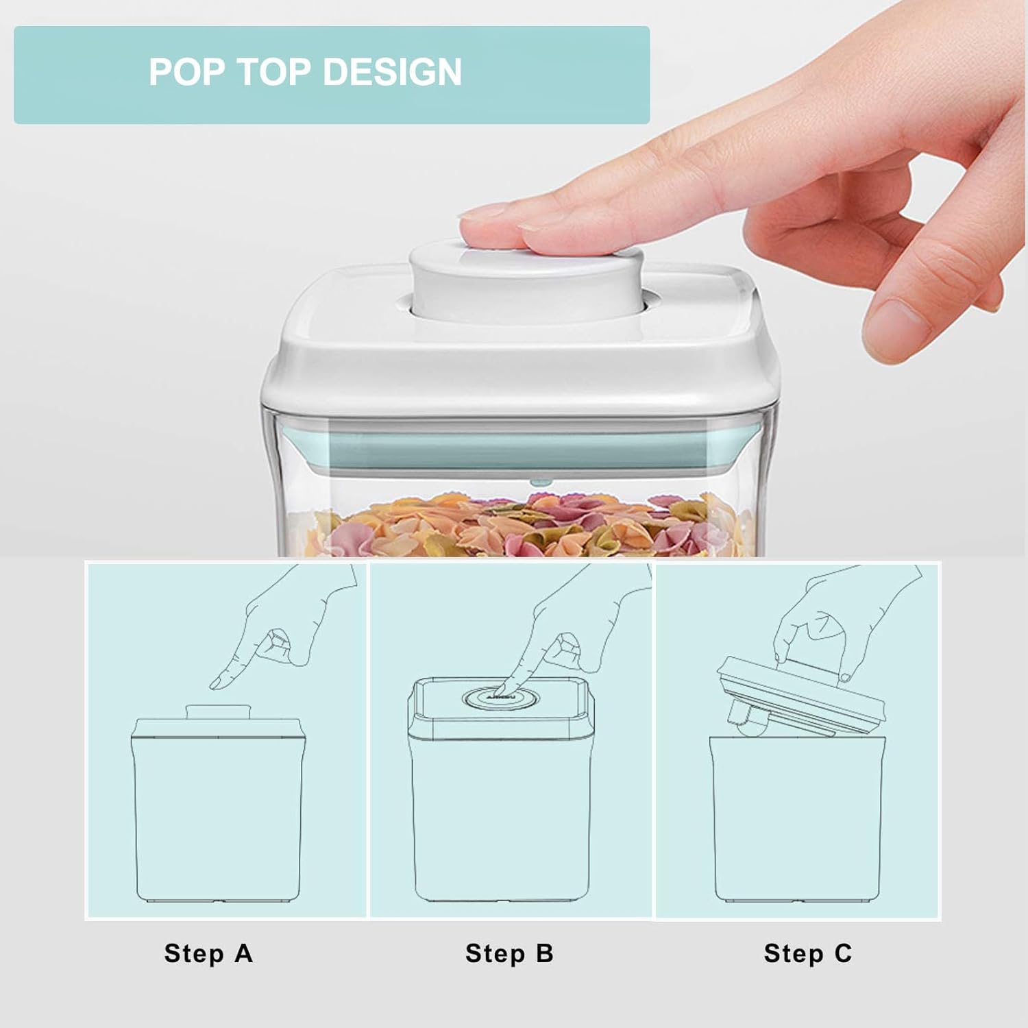 Airtight Food Storage Container - 0.5qt / 500ml Mini Square Pop Containers With Lids, Bpa Free Stackable Container Snacks Candy Salt Herbs Spices
