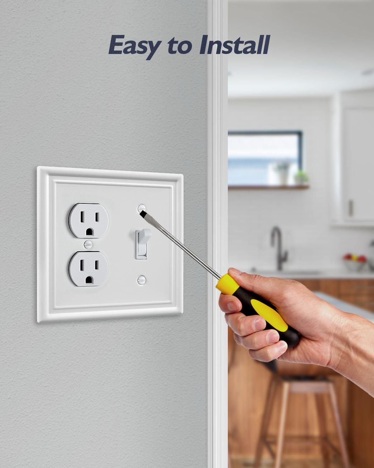 2-Pack Combination 1 Toggle/1 Duplex Wall Plate, Metal Light Switch Cover Plate, Off White, 4.96''*4.88'', Midsize