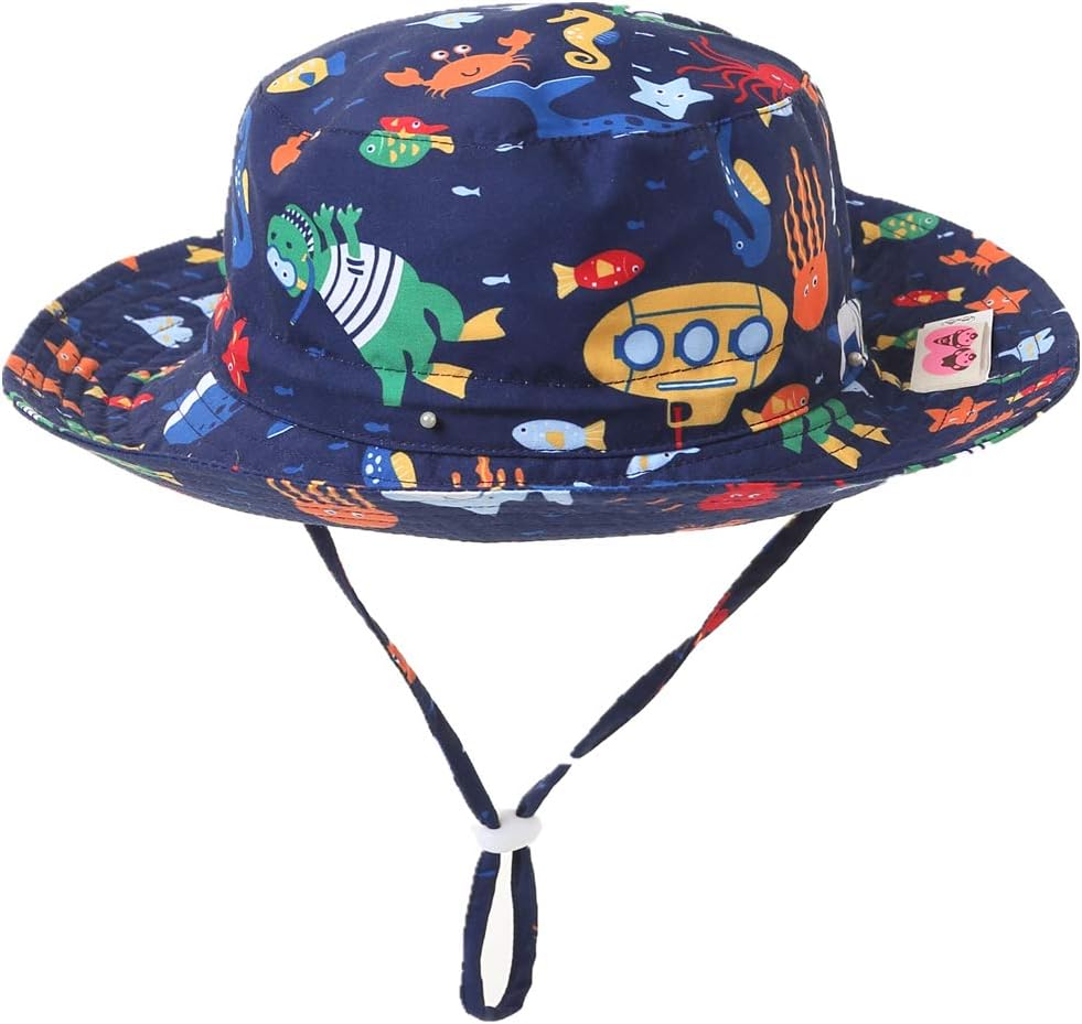 Home Prefer UPF50+ Wide Brim Sun Hat Boys Girls Sun Protection Hat Zoo Beach Swim Safari Bucket Hat for Baby Toddler Kid