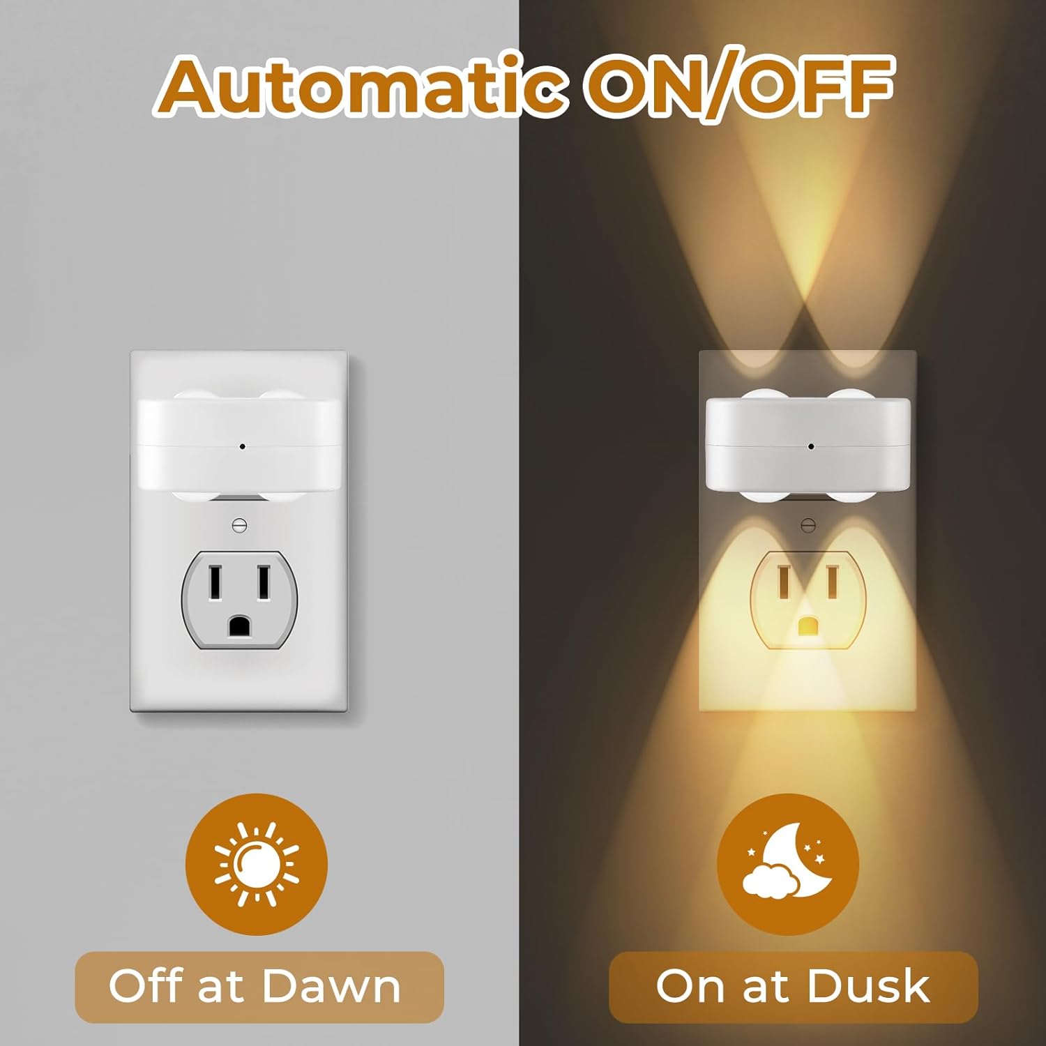 Night Light Plug into Wall, 4 Pack LED Night Lights,Rotatable Plug Night Lights,Dusk to Dawn Light Sensor,Nightlights for Hallway Bedroom Stairway,2700K(Non-Dimmable)