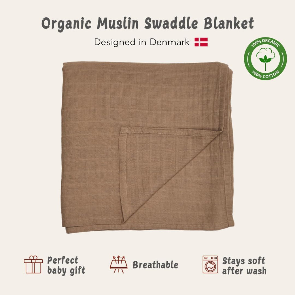 Swaddle - 100% Organic Cotton - Muslin Swaddle Blankets for Newborn, 47" x 47" (Natural)
