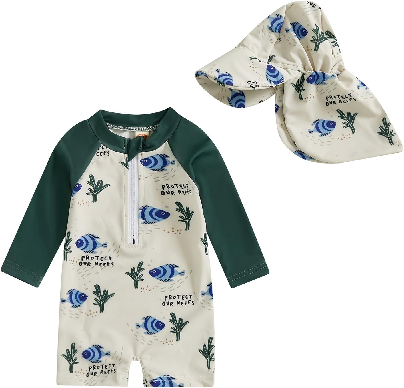 Hnyenmcko Baby/Toddler Boy Rash Guard Swimsuit Long Sleeve One Piece Zipper Swimwear Sunsuit Infant Bathing Suit Beachwear