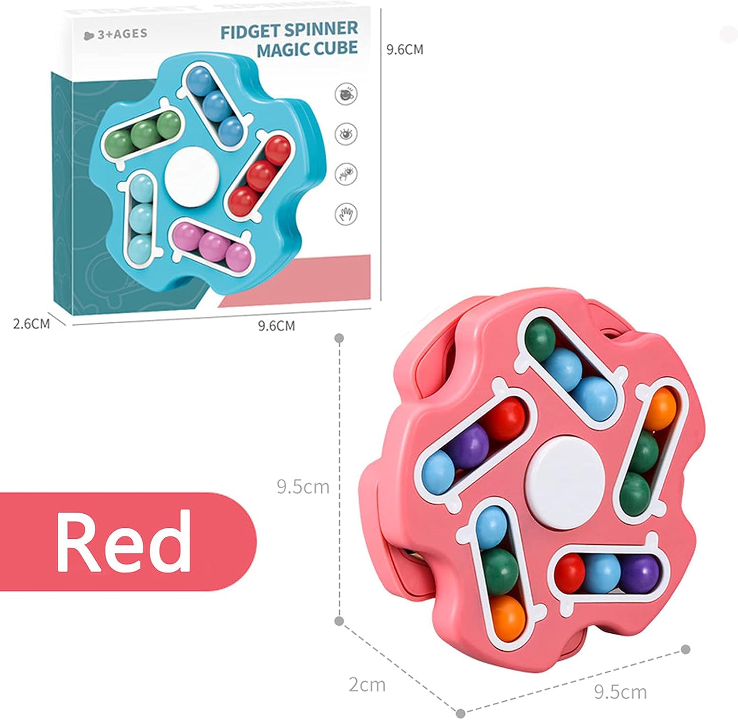 Fidget Toy Rotating Magic Bean Cube Spinner,Stress Relief Gifts Fidget Puzzles for Adults Kids,Anxiety Relief Learning & Education Toys,Double Flip Handheld Puzzle Cube Toys(Pink)