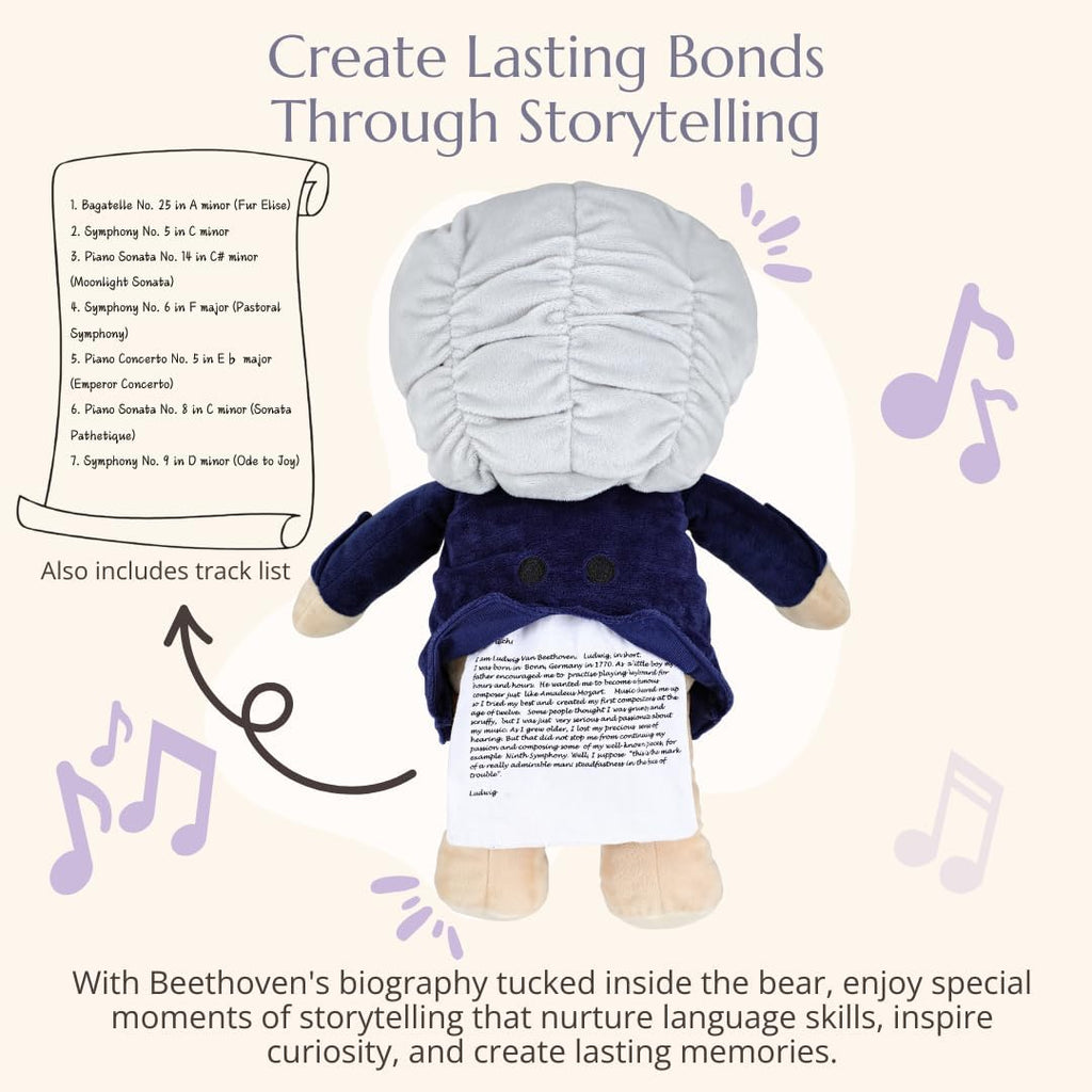 Ludwig Van Beethoven Virtuoso Bear – Plays 40 Mins of Classical Music, Educational & Soothing Musical Teddy Bear for Babies & Toddlers, Ideal