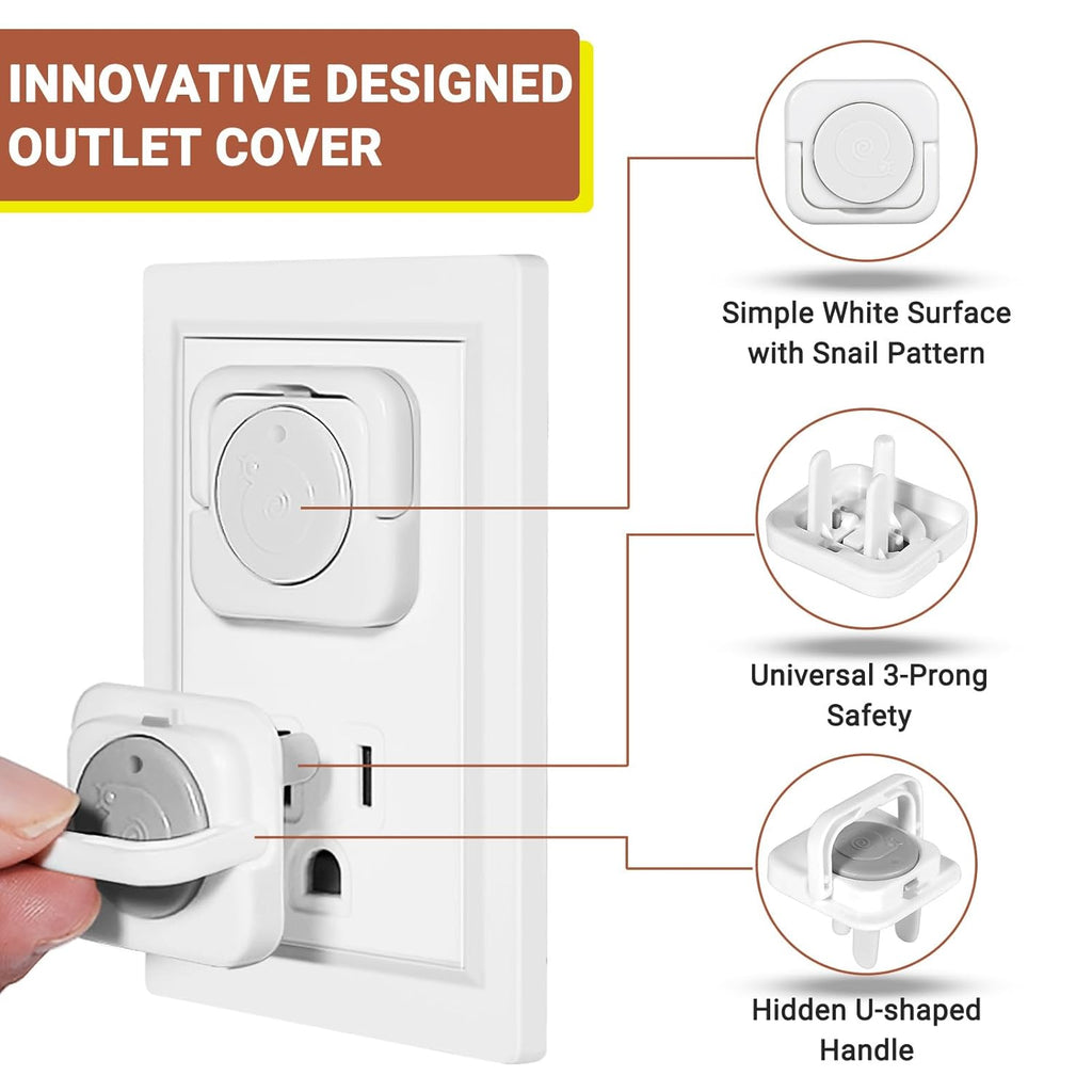 Outlet Covers Baby Proofing, 40 Pack Child Proof Plug Socket Covers Electric Plug Protectors Safety Caps to Prevent Power Shock, for US 3-Prong, Gray & White