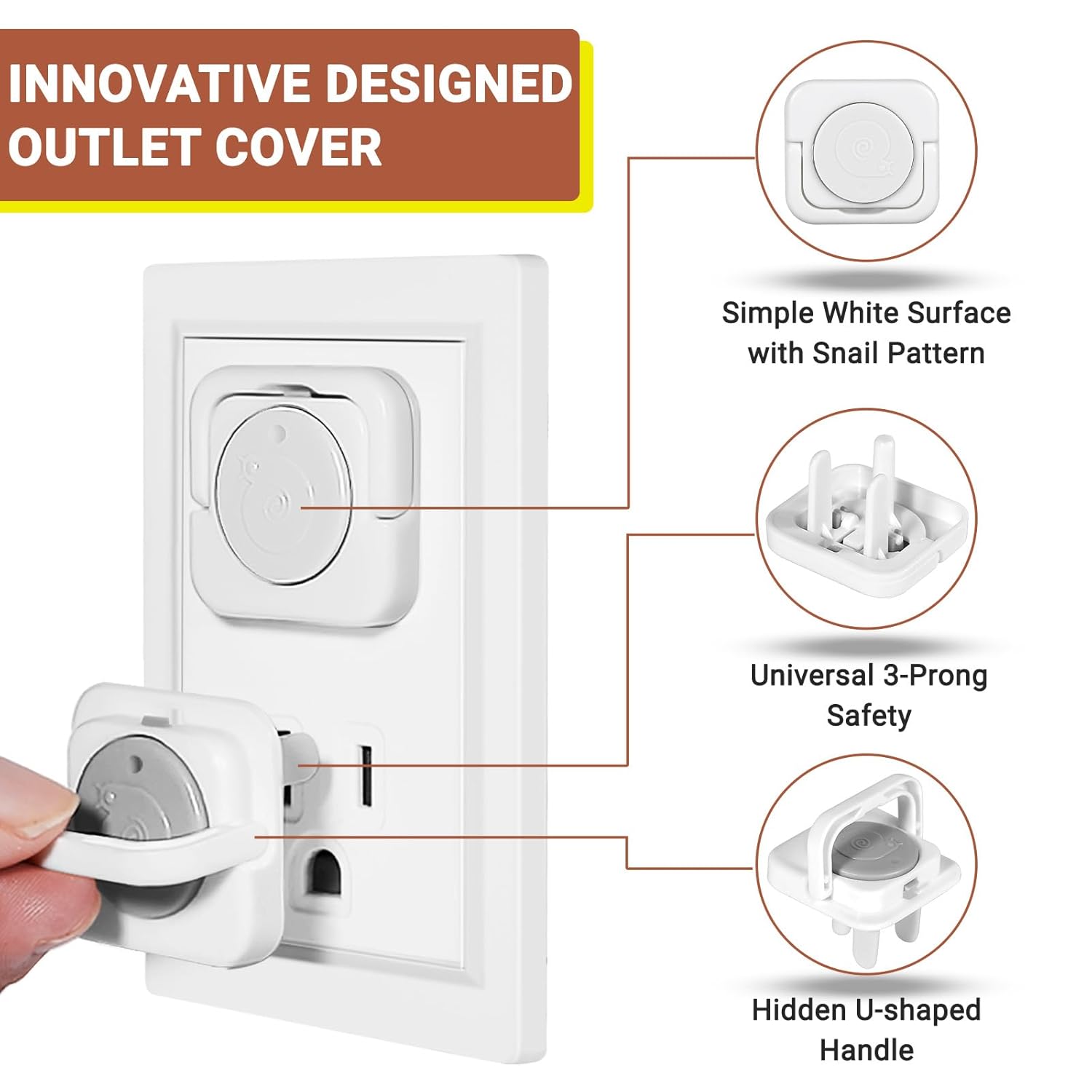 Outlet Covers Baby Proofing, 40 Pack Child Proof Plug Socket Covers Electric Plug Protectors Safety Caps to Prevent Power Shock, for US 3-Prong, Gray & White