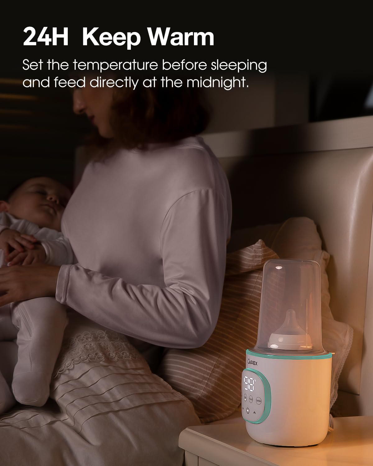 LAREX Bottle Warmer, Fast Baby Bottle Warmer for Breastmilk and Formula, with Timer and Accurate Temp Control, 8-in-1 Baby Milk Warmer BPA Free with Digital Display, Bottle Warmers for All Bottles