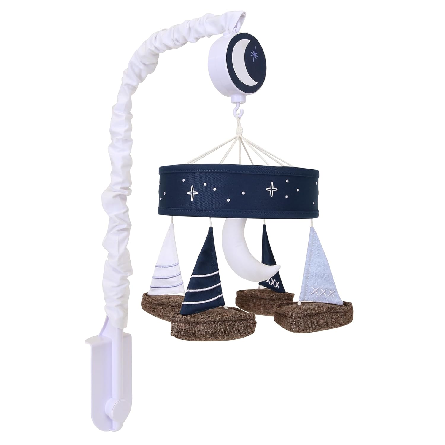Lambs & Ivy Little Skipper Sailboat & Moon Musical Baby Crib Mobile Soother Toy