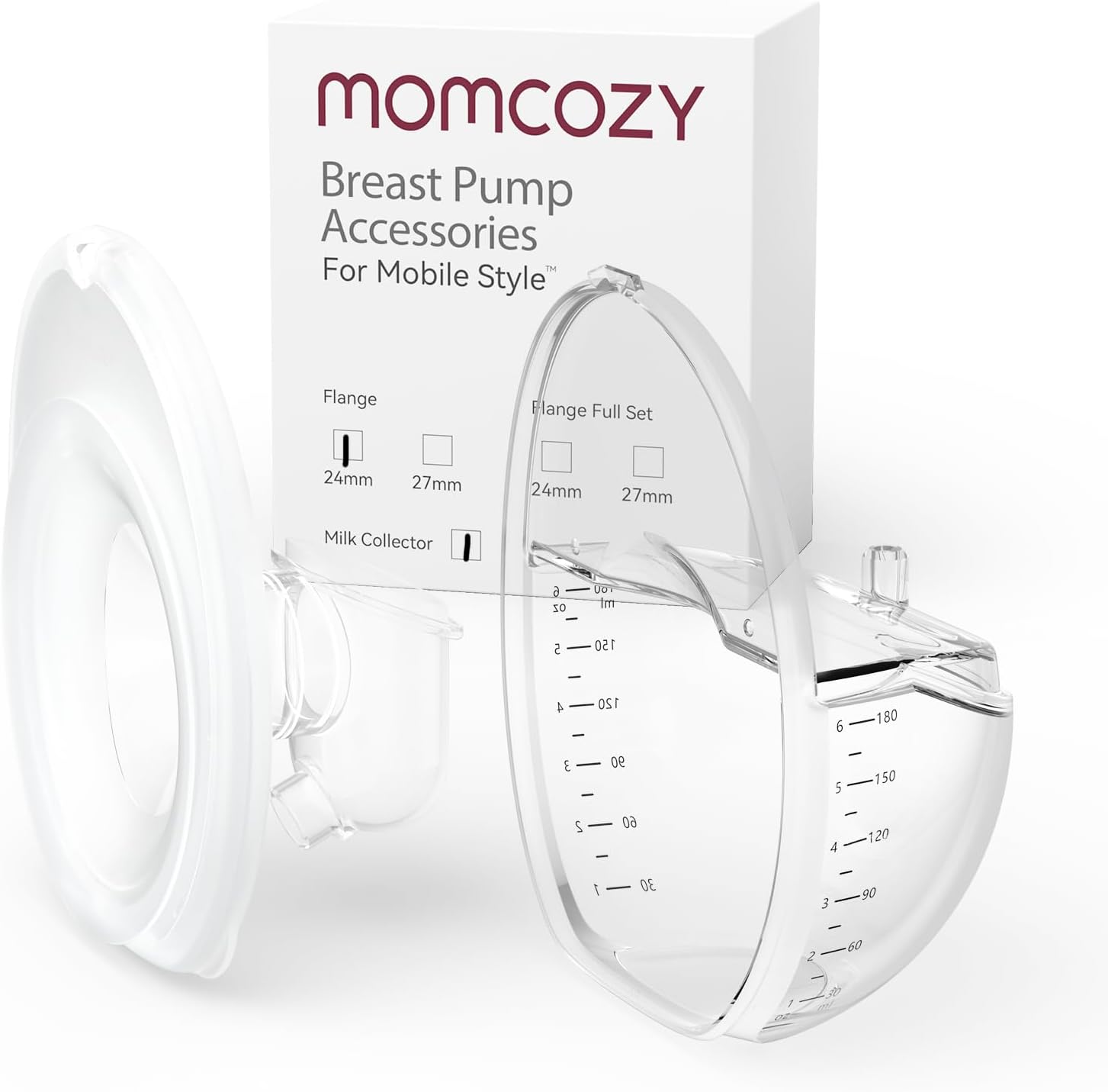 Momcozy Mobile Style | M6 Flange 24mm & Milk Collector, Original Mobile Style | M6 Breast Pump Replacement Accessories