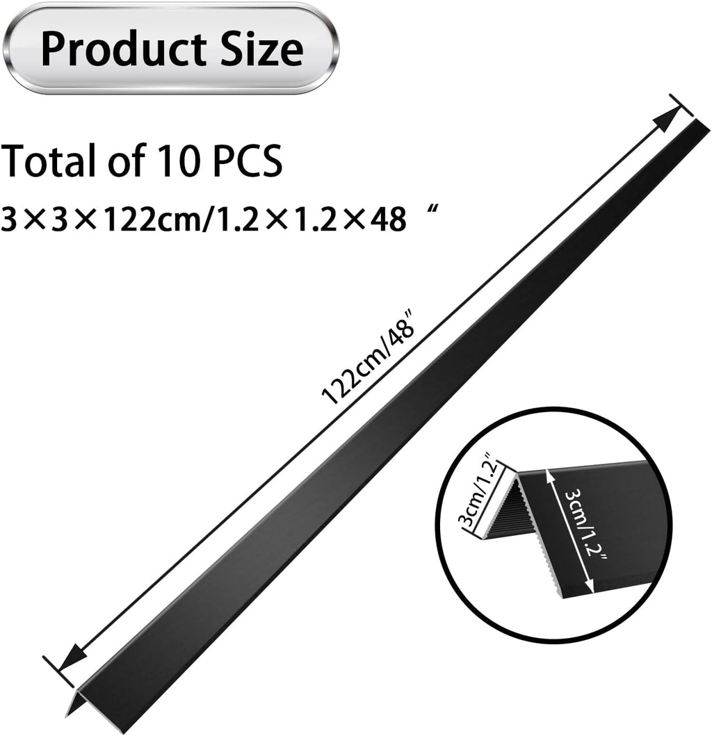 10PCS 1.2x1.2x48” Aluminum Alloy Metal Wall Corner Protectors for Wall 20Ga Thickness Black Color Wall Corner for Wall, Guards Door Trim and Window Frames