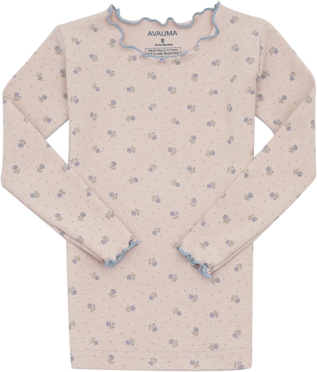 AVAUMA Baby Boy Girl Pajama Set 6M-7T Kids Cute Toddler Snug fit Flower Pattern Design Pjs Cotton Sleepwear Ruffled Shirring