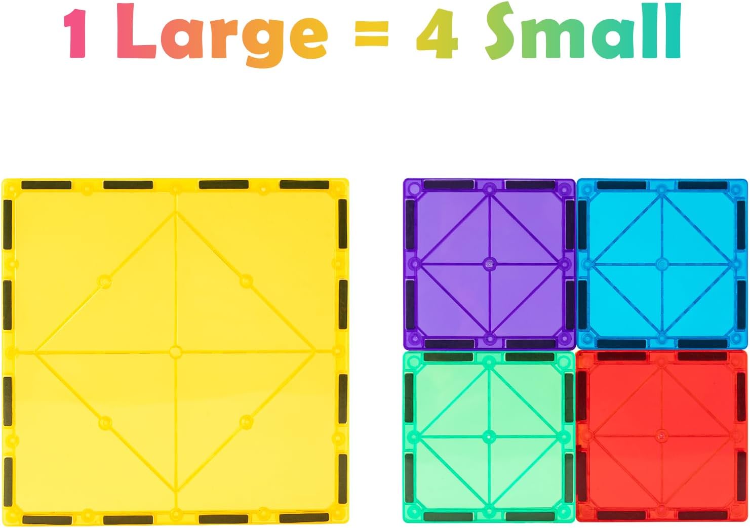 Gemmicc 6 PCS Large Magnetic Tiles,Jumbo Magnet Base Plates,STEM Magnetic Building Blocks for Kids Boys Girls
