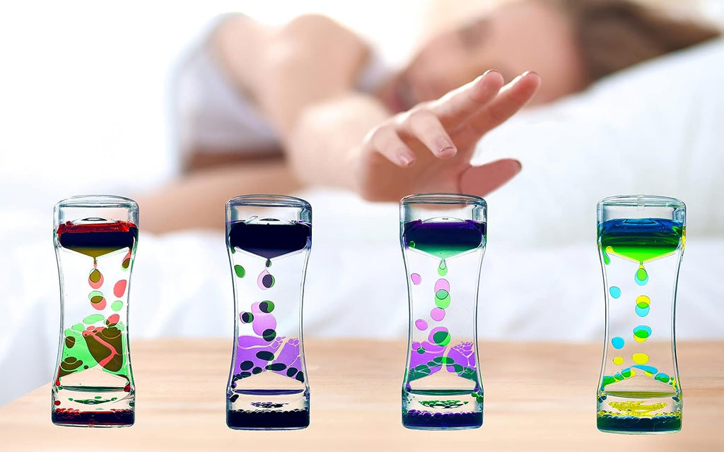 Liquid Motion Bubbler Timer Sensory Toys for Relaxation, Water Timer Fidget Toy for All Age, Motion Bubble Toy Sensory Play for Office Home (Red & Green, 1 Pack)