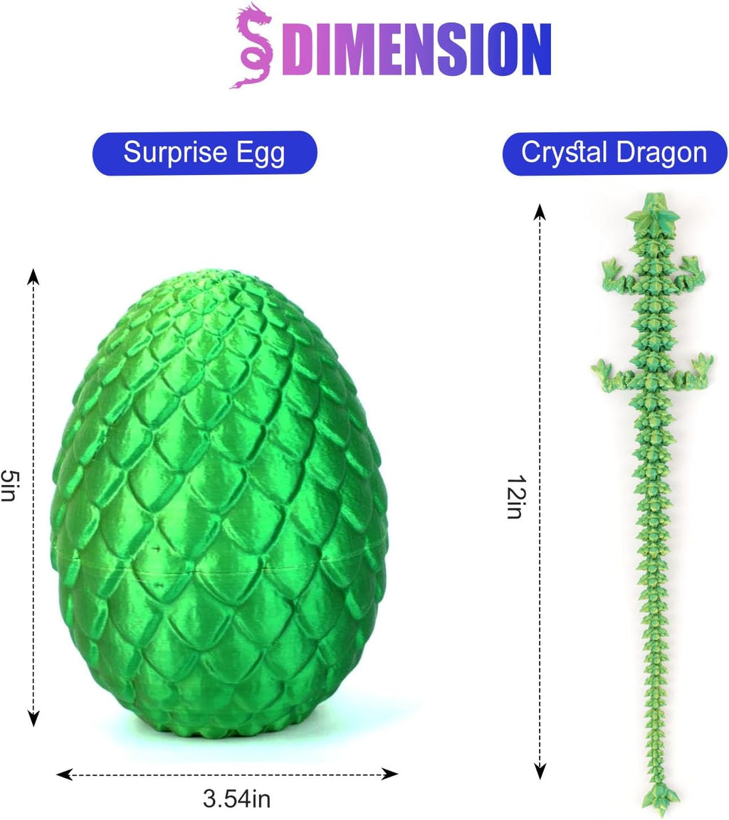 12inch Dragon Egg, Year of The Dragon, 3D Printed Dragon, Executive Desk Toys, Articulated Dragon, Fidget Toys Gifts for Graduates Students Teachers Adults (Yellow)