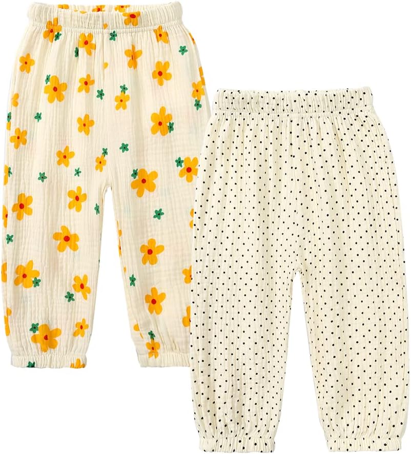 MYGBCPJS Baby Boys Girls Cotton Linen Trousers Kids Casual Ankle Pants Loose Long Bloomers