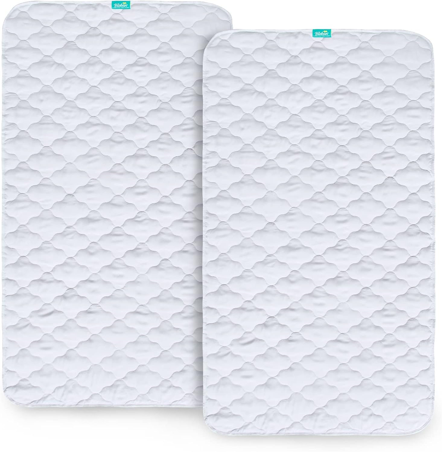 Waterproof Crib Mattress Protector Pad Cover 2 Pack 28" x 52", Anti Slip & Absorbent Waterproof Bed Pads for Standard Crib/Toddler Bed Quilted Machine Washable (Quilted Improved Thickness) White
