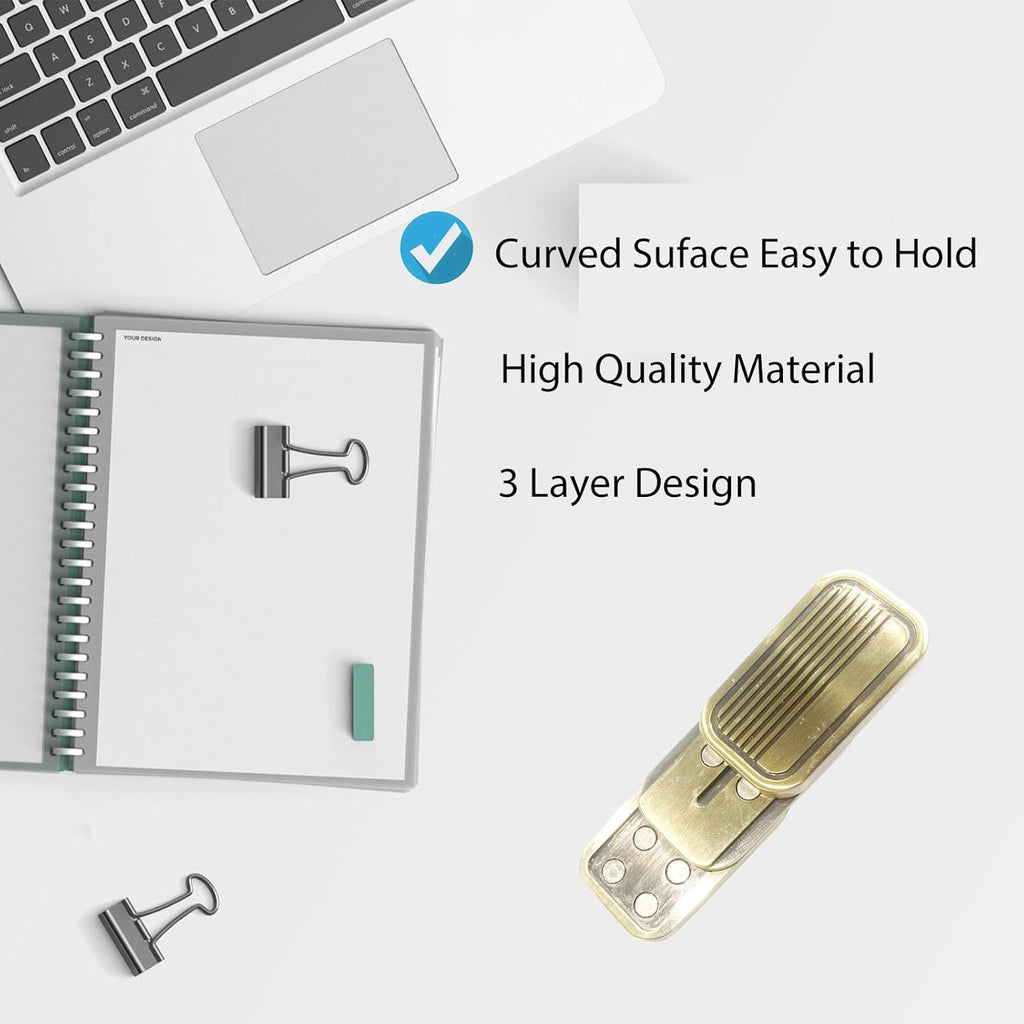 Fidget Slider 3 Layer EDC Gadgets Toy, Metal Magnetic Haptic Fidget Toys for Adults Anxiety/ADHD/Stress Relief, Gift for Boyfriend, Husband and Father (Golden)