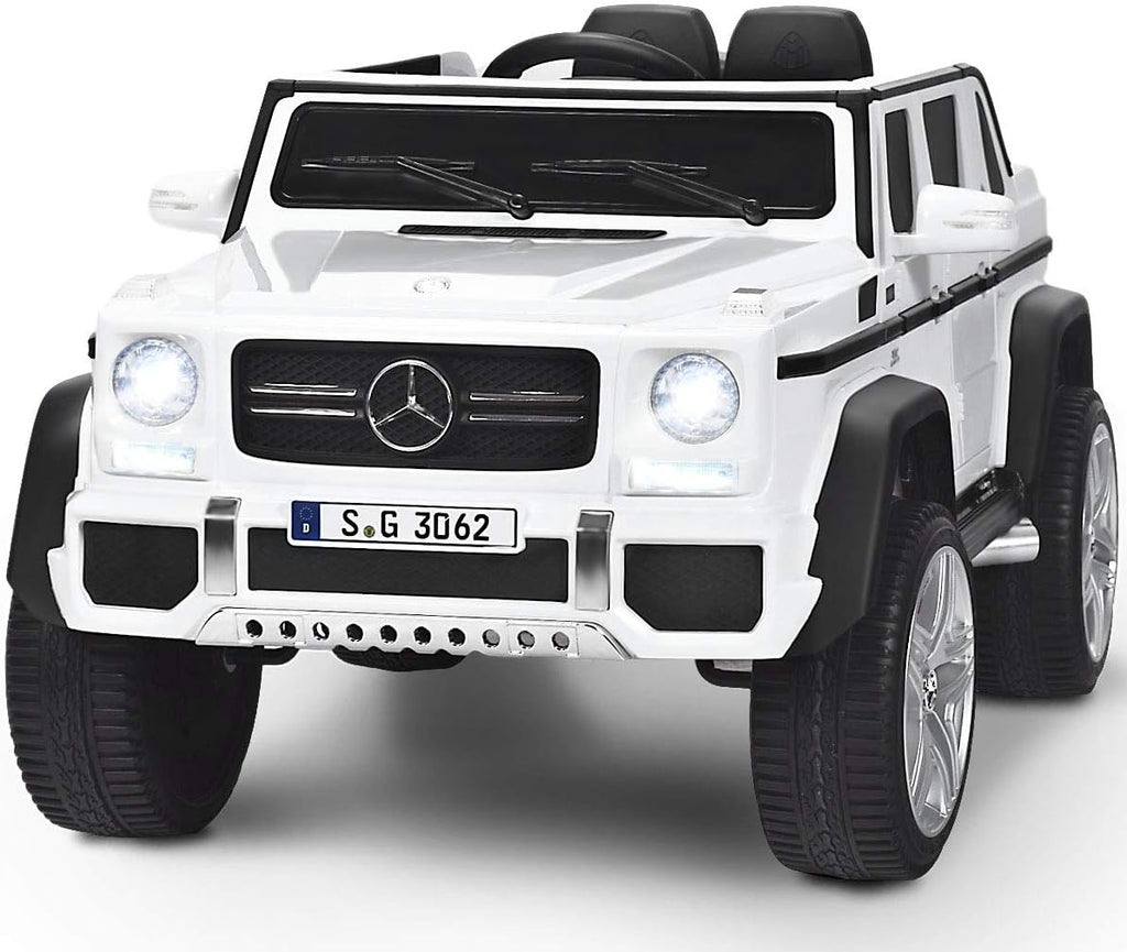 Costzon Ride on Car, Licensed Mercedes-Benz Maybach, 12V Battery Powered Vehicle Toy w/ 2 Motors, Remote Control, 3 Speeds, Lights, Horn, Music, Aux, Storage, Truck, Electric Car for Kids (White)