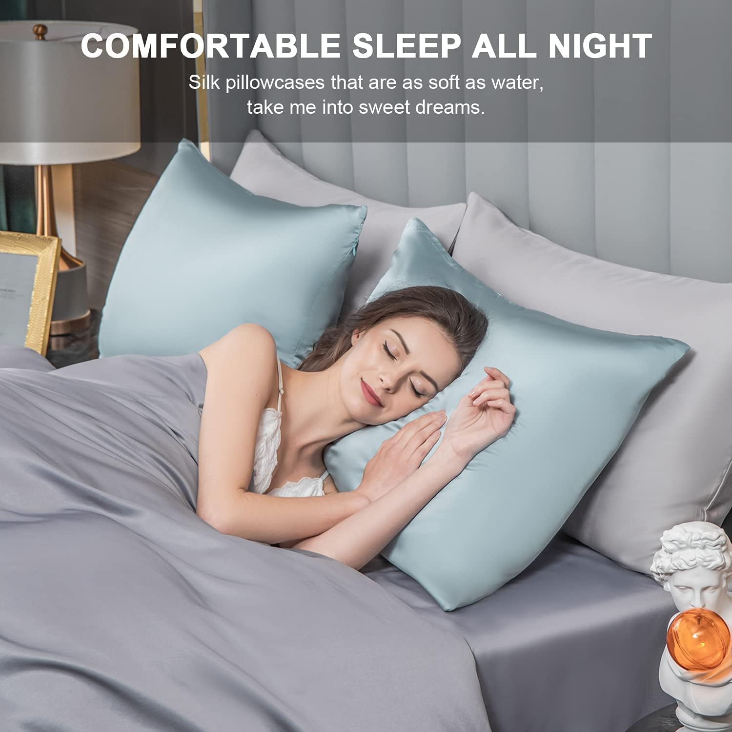 Mulberry Silk Pillowcase for Hair and Skin,Toddler Size Kids Silk Pillow Case with Hidden Zipper,Allergen Proof Dual Sides Soft Breathable Smooth Silk Pillow Cover(Toddler,Aqua Blue)