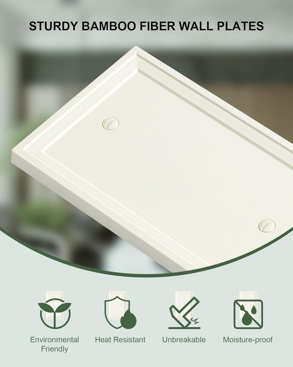 2-Pack Blank Outlet Cover Wall Plate, Natural Material Switch Plates Outlet Covers, Light Almond Decorative Wall Plates for Electrical Outlets