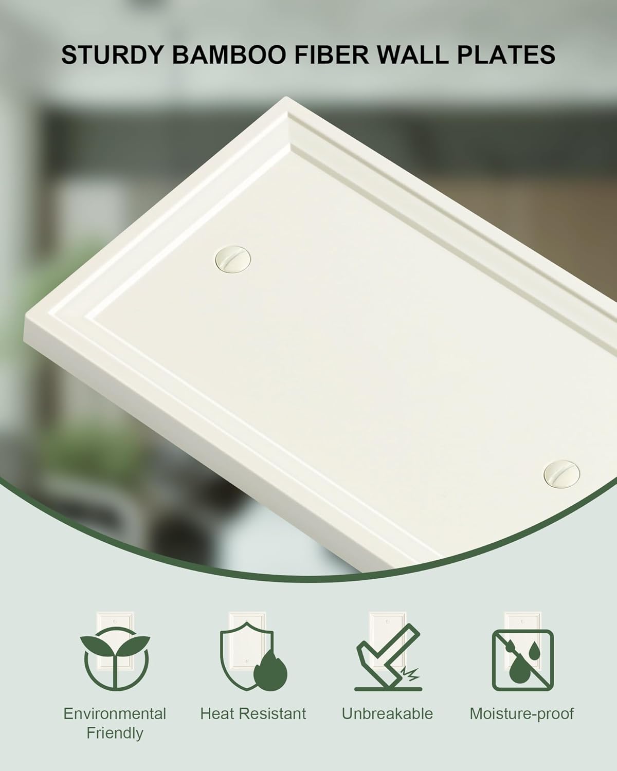 2-Pack Blank Outlet Cover Wall Plate, Natural Material Switch Plates Outlet Covers, Light Almond Decorative Wall Plates for Electrical Outlets