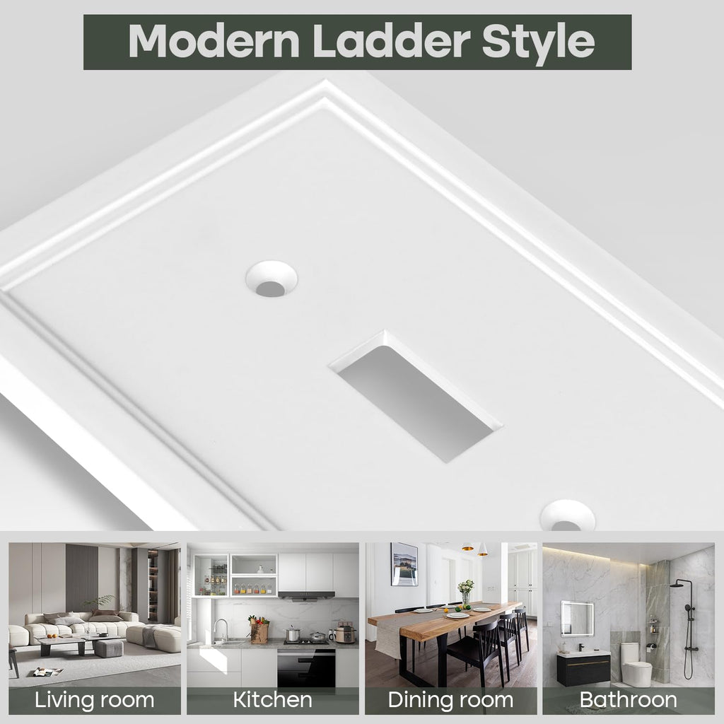 White Decorative Light Switch Cover Plate, Classic Single Toggle Switch Plate Covers, Natural Bamboo Fiber 1 Gang Wall Plates for Bathroom Kitchen- 4 Pack