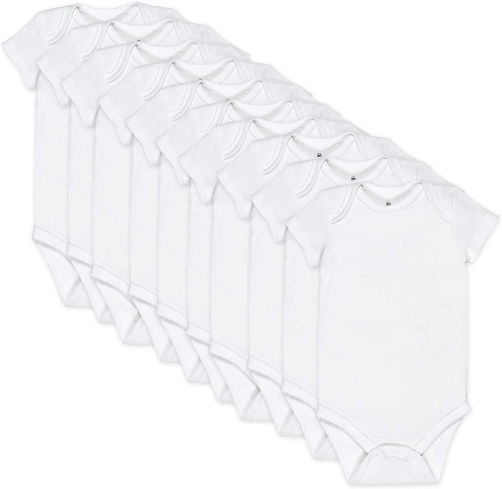 HonestBaby unisex-baby 10-pack Short Sleeve Bodysuits One-piece 100% Organic Cotton for Infant Baby Boys, Girls